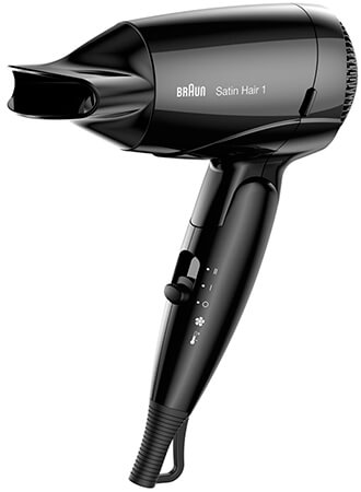 Secador de pelo de viaje plegable y multivoltaje Braun Satin Hair 1 HD130 Style&Go