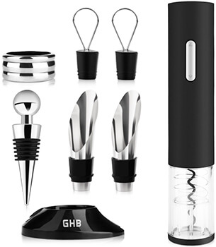 Sacacorchos electrico GHB con 6 accesorios para la botella de vino